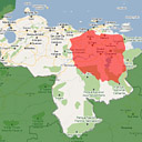 Mapa Wenezueli w porównaniu do Polski, źródło google maps
